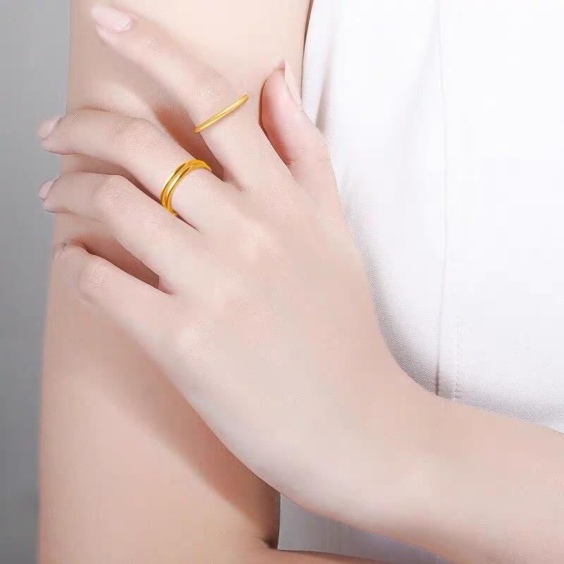 AU750   素圈磨砂古法戒指男女指环