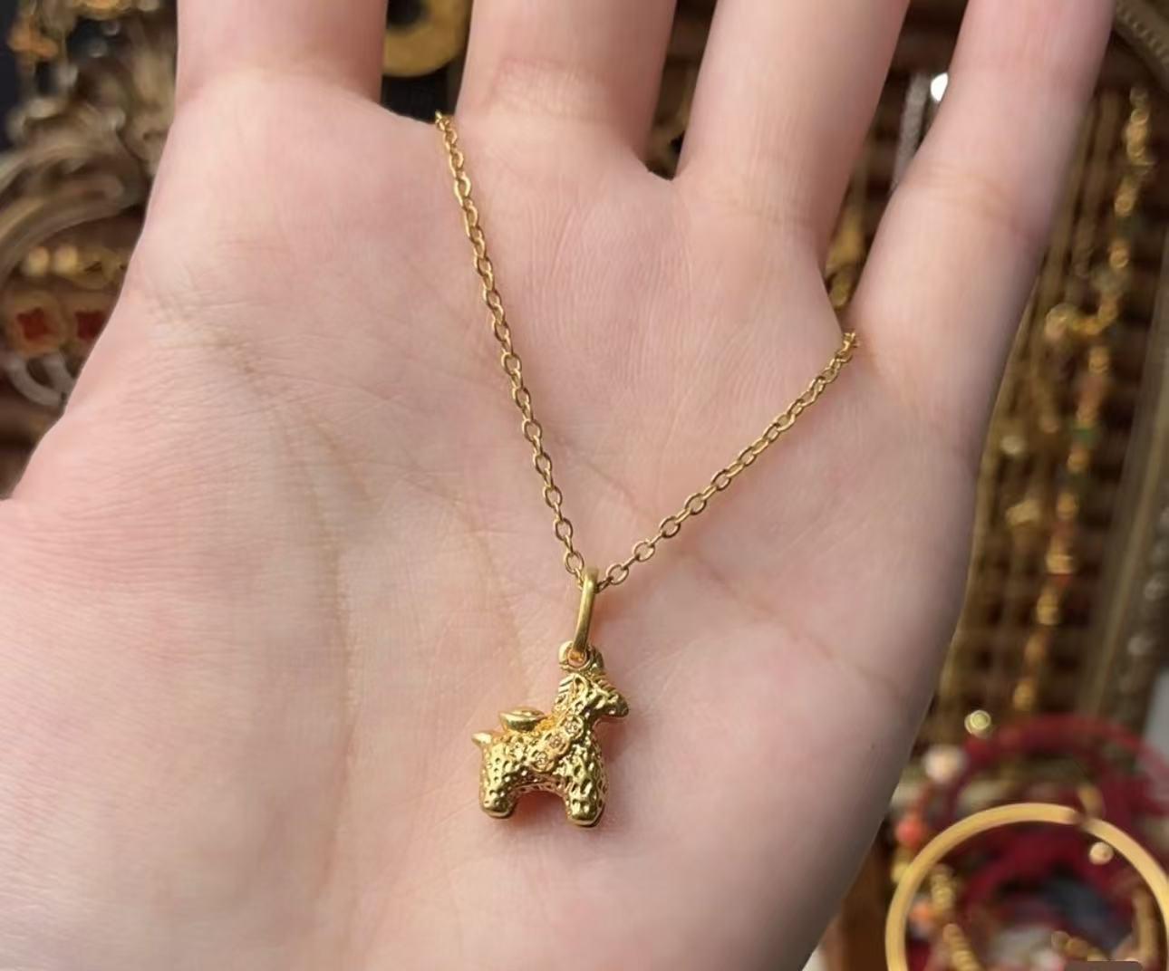 AU750   18k金小马生肖吊坠马年限定款马上有钱花DIY配件